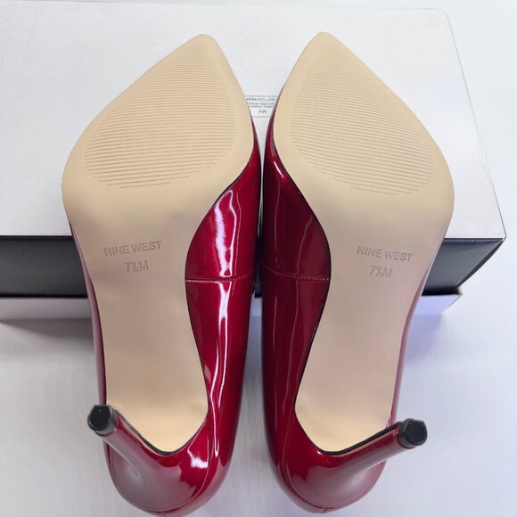 Nine West Faras Slip-On Stiletto Pumps Size 7.5M Red Patent Faux Leather - Picture 12 of 16